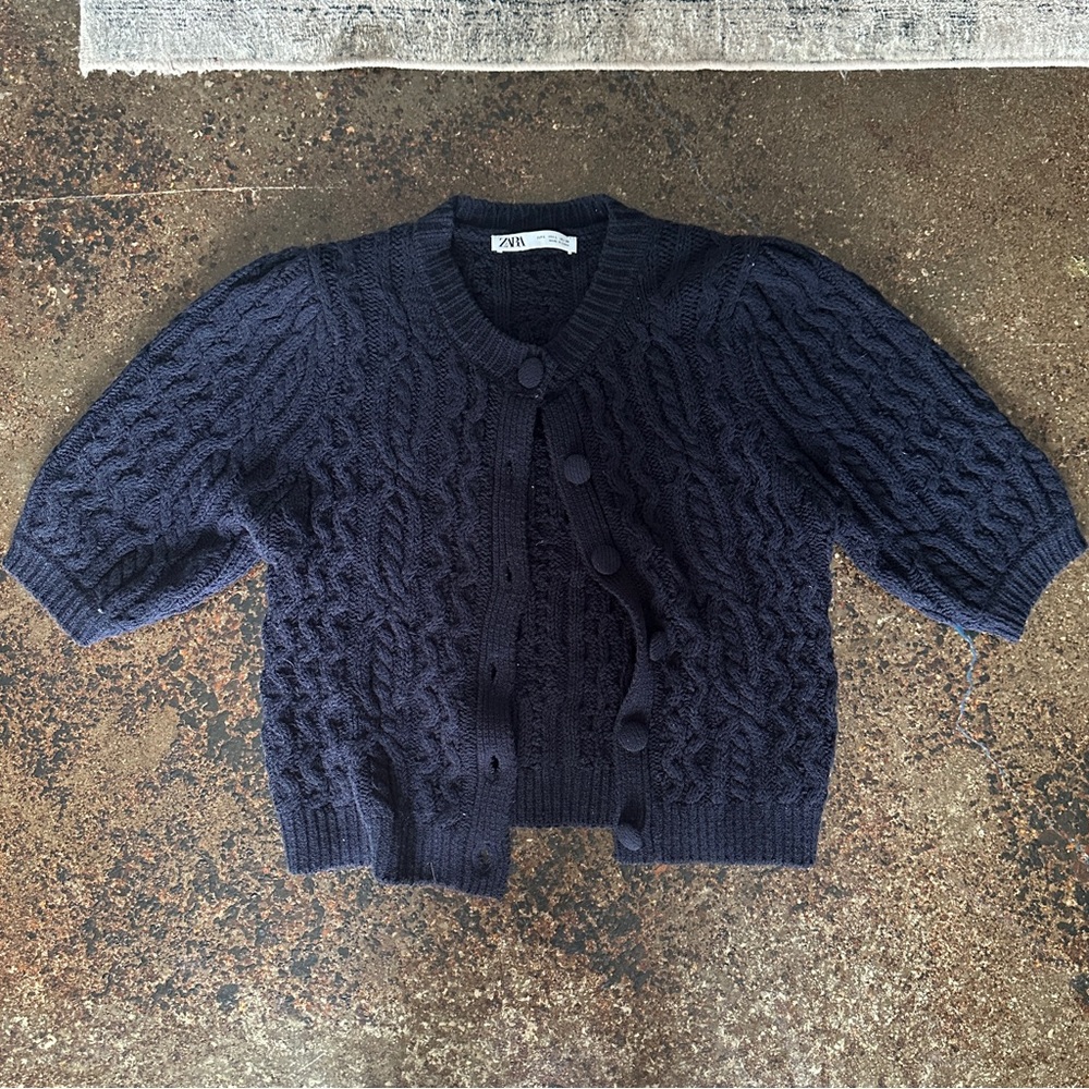 Zara Navy Cable Knit Sweater